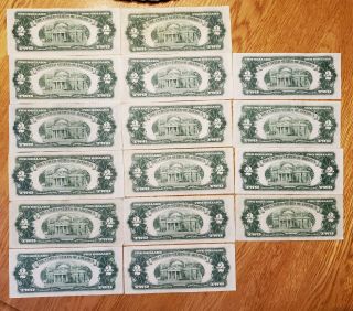 1953 A/B Two Dollar Notes QTY 16 Red Seal ✯$2 Bill ✯US CURRENCY✯ 2