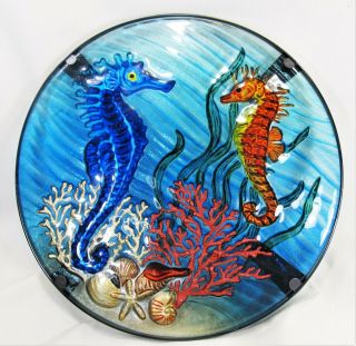 Seahorse in the Coral Fused Glass Hand Crafted Decorative Table 2