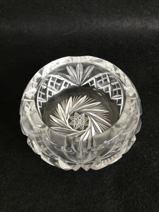 Vintage Lead Crystal Ashtray Bohemian Czech Glass High Clarity 8 Poiint Star A20