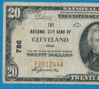 $20.  1929 The National City Bank Of Cleveland Ohio Chart.  768