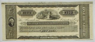 C1830s Newport Rhode Island England Commercial Bank $100 Obsolete Currency