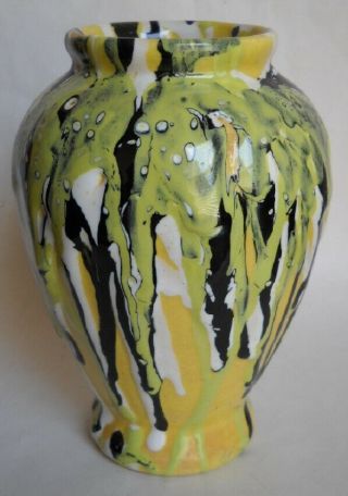 Vintage Art Pottery 5 3/4 " Vase With Unusual Thick Drip Glaze