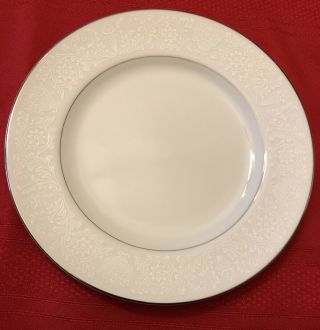 Crown Victoria Lovelace Fine Porcelain China 7 5/8” Salad Plates White Silver