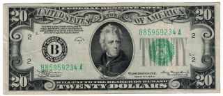 1934 A $20 Dollars Federal Reserve York Note Green Seal