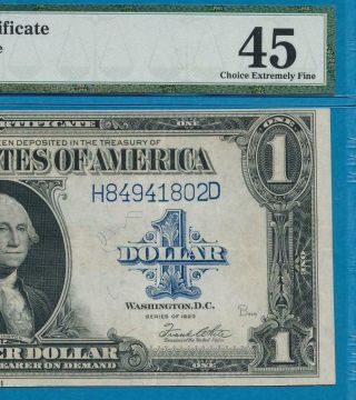 $1.  00 1923 Fr.  237 Silver Certificate Blue Seal Attractive Pmg Xf45