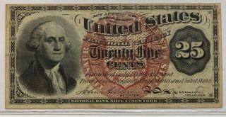 Washington 25 Cent Fractional Currency Note 4th Issue 25c Large Red Seal Fr 1303