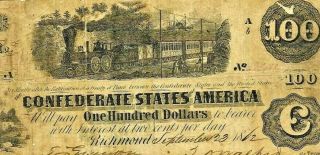 $100 " Confederate Note " (black Train) $100 " Confederate " (black Train) Rare