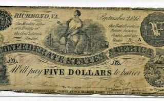 $5 " Confederate " (rare) " 1800 