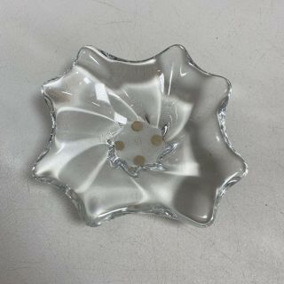 Baccarat French Clear Crystal Glass Art Candy Nut Dish Ashtray Swirl Flower