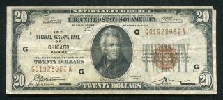 Fr.  1870 - G 1929 $20 Frbn Federal Reserve Bank Note Chicago,  Il (d)
