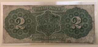 Florida Tallahassee Rail Road Company $2 two dollars (1869) 2