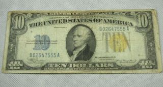 1934 - A $10 Dollar North Africa Silver Certificate Paper Note Circulated