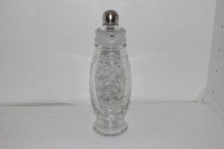 Cambridge Chantilly Etched Glass Cocktail Shaker/decanter W/lid - Sterling Finial
