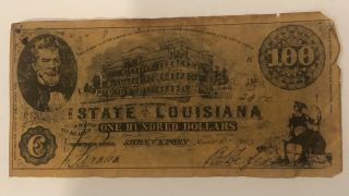 1863 $100 Dollar Bill State Of Louisiana Shreveport Banknote Paper Money Cr 11
