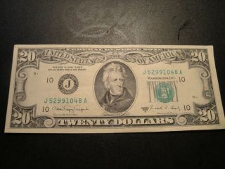(1) $20.  00 Series 1969 - A Federal Reserve Note (j) Xf Circulated