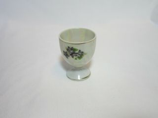 1 Small (2 1/4 In High) Vintage Footed Egg Cup,  Made In Japan Lusterware Violets