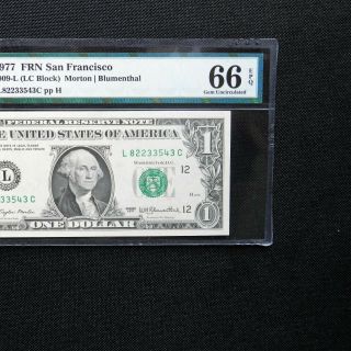 $1 1977 FRN San Francisco,  Fr 1909 - L PMG 66 EPQ Gem Unc. 3