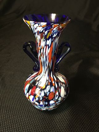 Murano Millefiori Urn Vase Fratelli Toso Style Art Glass 7 - 1/4”
