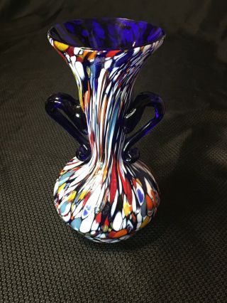Murano Millefiori Urn Vase Fratelli Toso Style Art Glass 7 - 1/4” 2