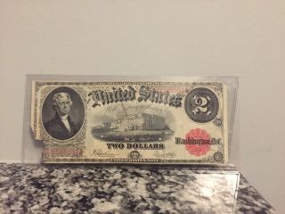 U.  S.  Large Two Dollar Note Red Seal Series Of 1917 With Jefferson