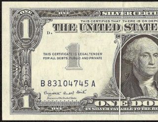 UNC 1957 A $1 DOLLAR BILL GUTTER FOLD ERROR NOTE SILVER CERTIFICATE PAPER MONEY 2