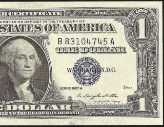 UNC 1957 A $1 DOLLAR BILL GUTTER FOLD ERROR NOTE SILVER CERTIFICATE PAPER MONEY 3