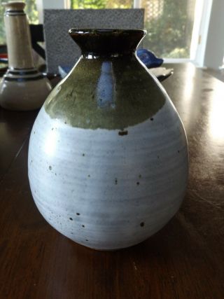 Handmade Teardrop Stoneware Vase,  Signed By Ellie