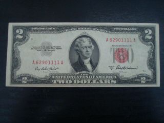Series 1953 A $2 Us Note Red Seal A 62901111 A Uncirculated