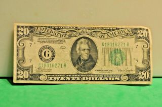 1934 C $20 Federal Reserve Note Fine/vf