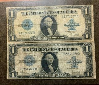 (2) 1923 United States $1 Silver Certificate Large Notes -