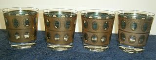Set Of 4 Vintage Culver 22kt.  Gold Pisa Low Ball Drinking Glasses