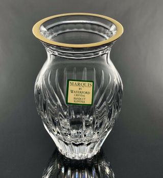Waterford Marquis Crystal Hanover Gold Posy 4 " Bud Vase Hard To Find
