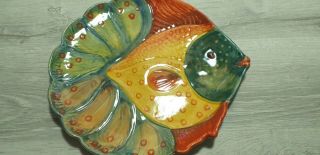 Vtg Collectible Ceramic Colorful Fish Platter Hand Painted Made In Italy