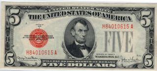Series 1928 F Red Seal $5 Five Dollars United States Notes - Ii