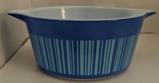 Vintage 1966 Pyrex Blue Striped Barcode 474 - B 1 1/2 Quart Casserole Dish Lnc
