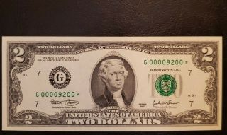 2003 Star Note $2 Dollar Bill (chicago) Low Serial 0000.  Gem Uncircul