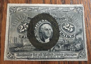 1863 United States Twenty - Five Cents Fractional Currency - Detail