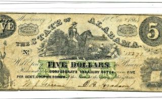 $5 " State Of Alabama " 1800 