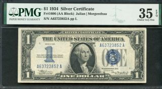 1934 $1 Silver Certificate Fr.  1606 Pmg 35 Epq