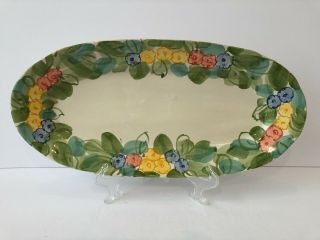 Isabelle De Borchgrave For Vietri Hand Painted Art Pottery Tray 16 " Long