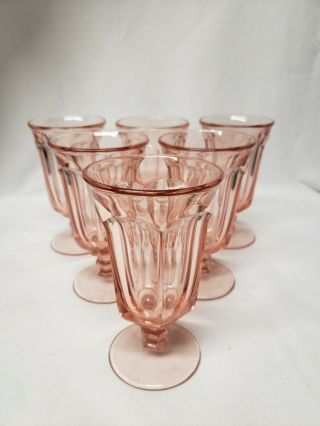 Imperial Glass Old Williamsburg Pink Set Of 6 Iced Tea Tumblers Goblets 6 5/8 "