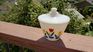 Fire King Ovenware Tulip Grease Jar With Lid