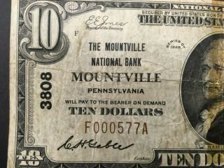 Usa 10 Dollars National - - Mountville,  Pa - 1929