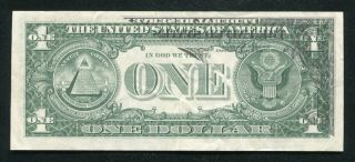 1974 $1 Frn Federal Reserve Note “partial Face To Back Offset Printing Error”