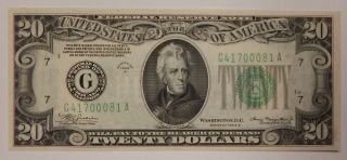 Series 1934 A - $20 Federal Reserve Note - Au,