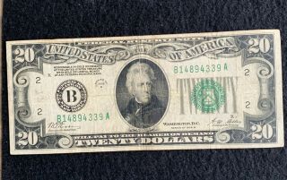 1928 B - $20 Dollar Bill Federal Reserve Note York - " Gold On Demand "