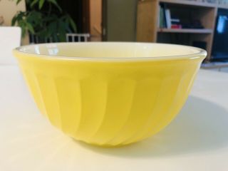 Vintage Fire King Rainbow Pastel Yellow 8 Inch Swirl Glass Mixing Bowl
