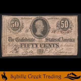 T - 63 1863.  50 Cent Confederate Currency Civil War Bill 143777 - P