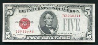 Fr.  1531 1928 $5 Red Seal Legal Tender United States Note Uncirculated