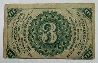 Fr.  1226 Fractional Currency 1863 Third Issue 3c Three Cents Note US Washington 2
